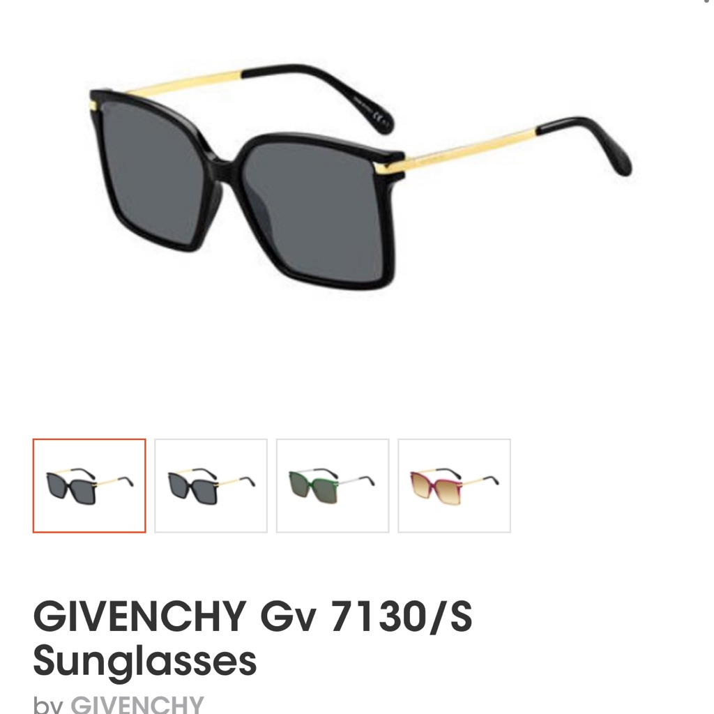 Givenchy Black And Gold Square Sunglasses